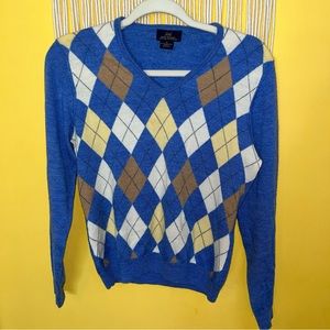 Brooks Brothers Womens‎ Sweater Extra Fine Italian Merino Argyle Pattern Black M